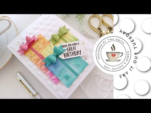 Try It Out Tuesday | Create textured presents with Mini Bows | DIY birthday card by Tina Smith