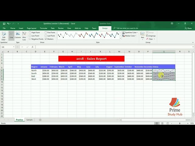 Excel 2016 Sparklines