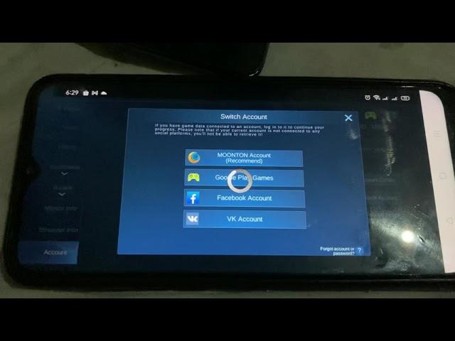 Mobile Legends VK switch account issue