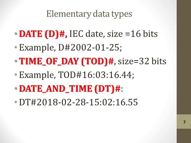 Lecture 2. Data types / PLC basics