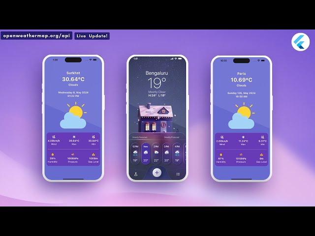 Flutter Weather App With API ||  Flutter OpenWeatherMap