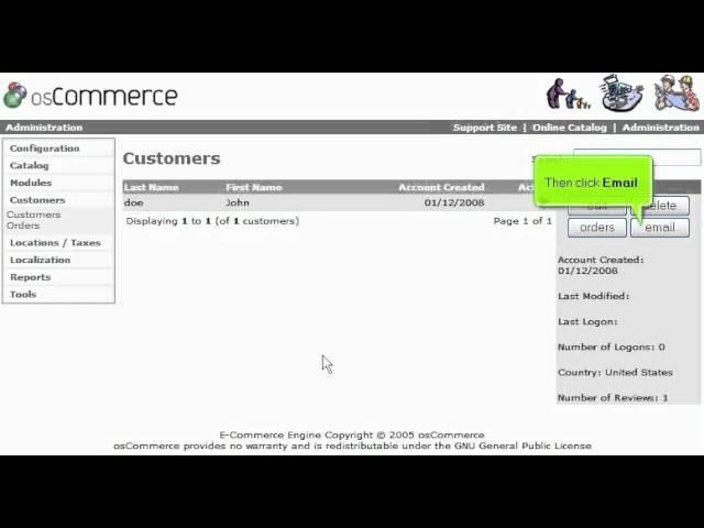 Send email to your customers in osCommerce store