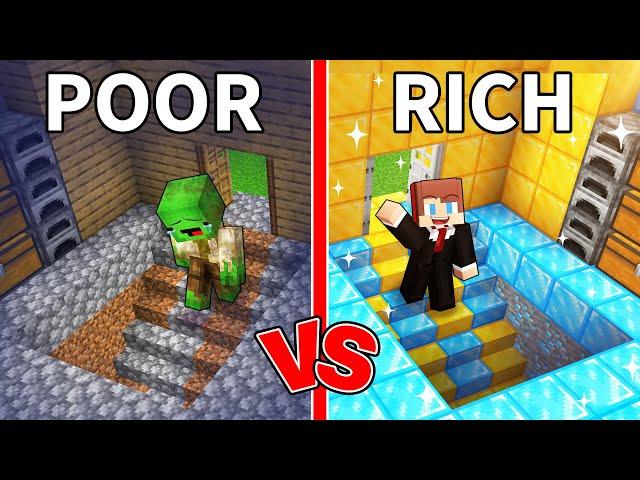 Mikey POOR vs JJ RICH Stairs Under the House in Minecraft (Maizen)