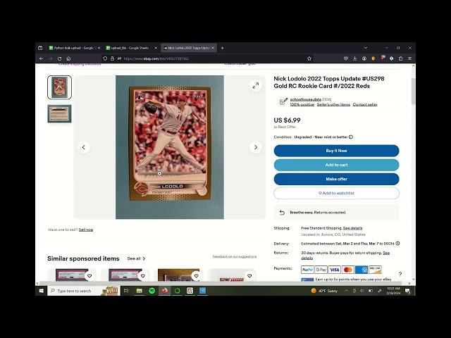 Bulk Upload Sports Trading Cards to eBay - HUGE Time Saver