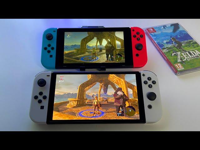 Nintendo Switch OLED vs Switch V2 comparison | review gameplay Zelda