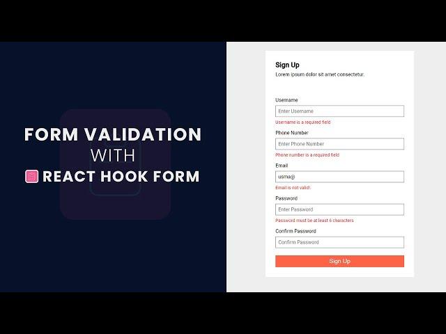 Form Validation in React with React Hook Form.