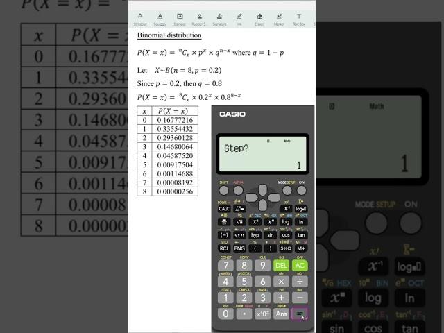 Fastest way to list all probabilities for Binomial distribution using fx-570/991ES, 570VN calculator