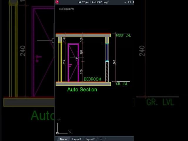 Auto Section AutoCAD YQArch #autocad #cadtricks