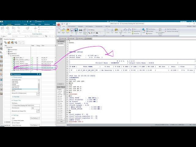 Post Procescer - insert tool list- output z min nx cam