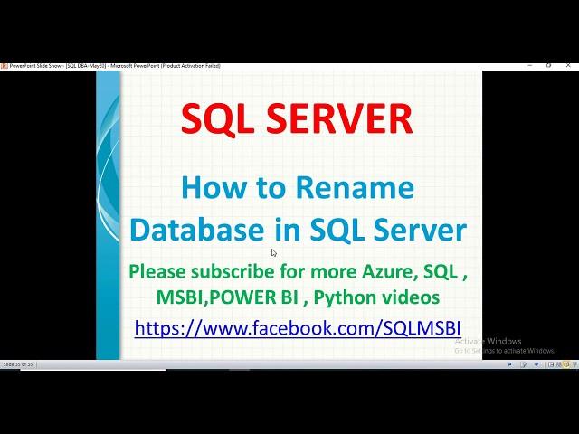 How to rename database in sql server | SQL rename database examples | sql alter database name