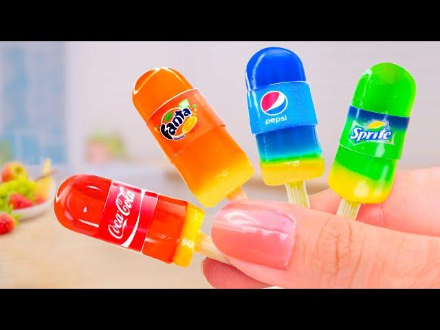 Frozen Miniature Coca Fanta Sprite Popsicles  Coolest Dessert Fruits Ice Cream By Mini Yummy