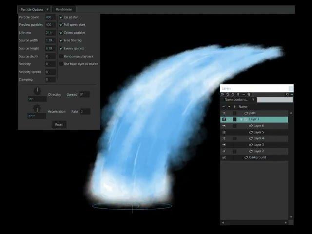 Waterfall made with Moho's powerful Particle system