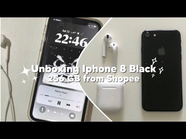 aesthetic unboxing iphone 8 black 256gb + accesories from shopee • 2024