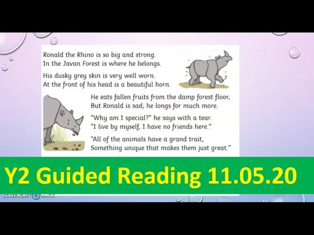 Year 2 Guided Reading 11.05.20 - Ronald the Rhino