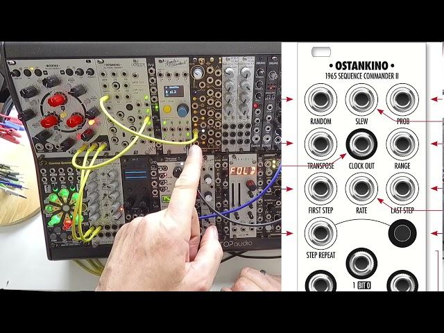 "Ostentatious Ostankino" Modulating Sequencers, a demo, & tutorial patch. Roto LFO in, Trigger Outs