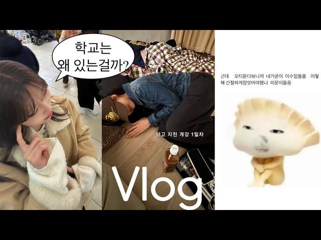 Vlog 대학생 브이로그 | 1년만에 개강 맞은 4학년 (낡고 지침) 🪽 • 개강룩 (ootd) • 자격증 공부 • 먹브레드 ️