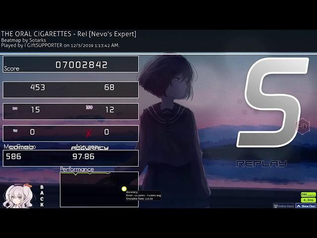 Osu! | THE ORAL CIGARETTES - Rel [Nevo's Expert] 260pp 97.86% FC!