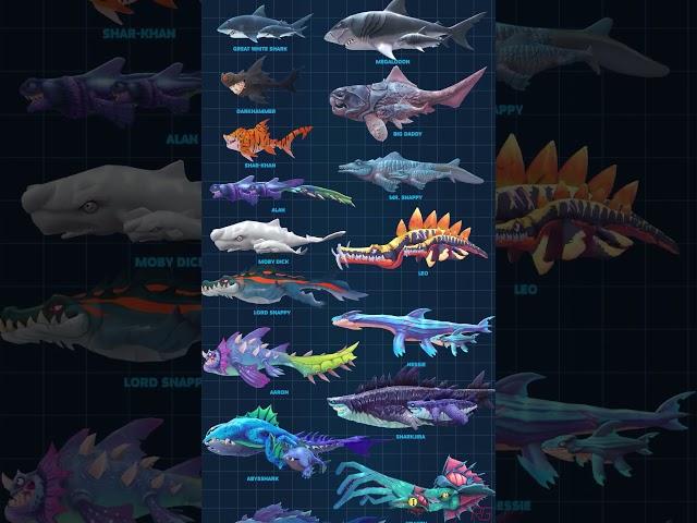 HUNGRY SHARK EVOLUTION | ALL SHARK SIZE COMPARISON [Shark Info]