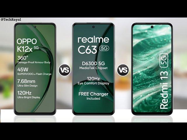 Oppo K12x 5g vs Realme C63 5g vs Redmi 13 5g || Full Comparison