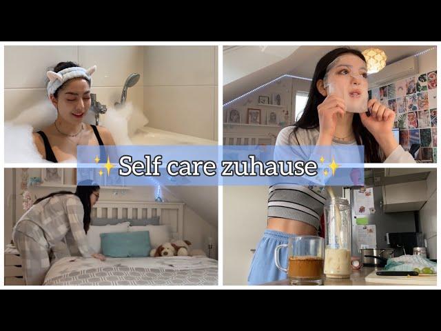 Self care zuhause Baden, Kaffee, Gesichtsmaske, aufräumen, Skincare