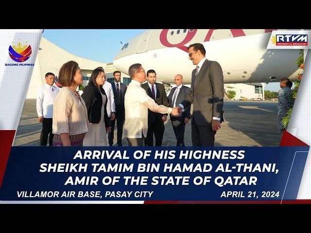 Arrival of His Highness Sheikh Tamim bin Hamad Al-Thani, Amir of the State of Qatar 04/21/2024