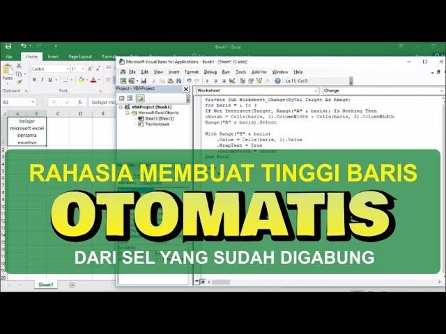 Cara Membuat Tinggi Baris Berubah Otomatis dari Sel yang sudah di Merge & Center / sel yang digabung