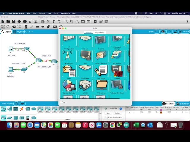 Using trace route and ping commands to troubleshoot network connectivity in Cisco Packet tracer