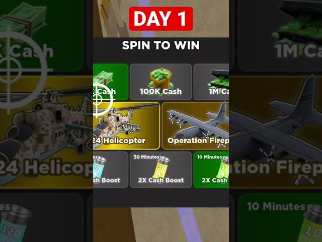 Day 1: Trying to win the Mi24 Helicopter on War Tycoon spin to win #Shorts