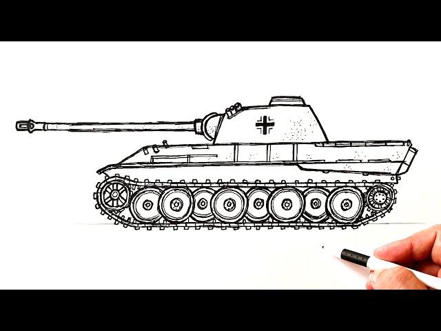 How to draw a WW2 tank Panther