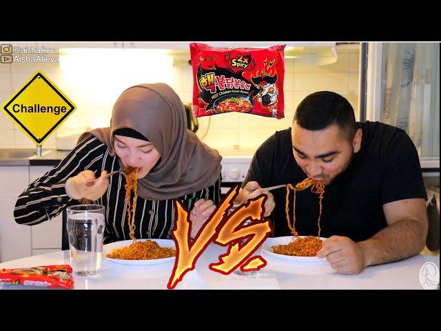 NUCLEAR FIRE  NOODLES CHALLENGE 2X  SPICY   AISHA ALIEVA VS BOBUR| HOJAYNIM BILAN MUSOBOQA