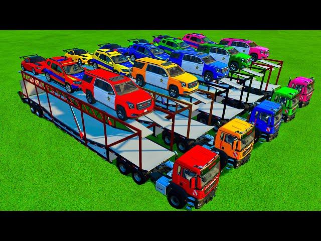 All Models Of Police Cars| CHANGING Color Of Police Cars And TRASPORT By Truck! Farming Simulator 22