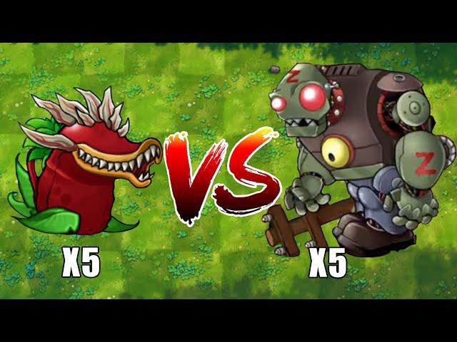 PVZ 1 Fusion Challenge!! 5 Fusion Plants VS 5 Red-Eyed Mecha Gargantuar  + EXTRA - Who Will Win?