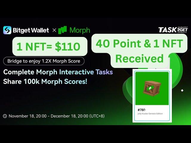 Bitget Wallet Morph Airdrop Payment Proof: 40 Points & 1 NFT Received | How To Sell NFT