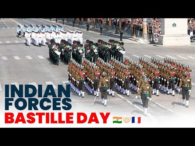 Proud Moment! India's tri-services contingent march past during the Bastille Day Parade