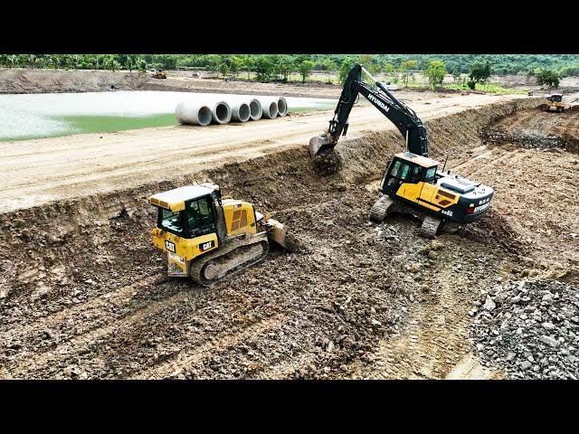 This Operator Incredible Skills With Bulldozer CAT D3K2 XL Push Stone To Make Road Foundation