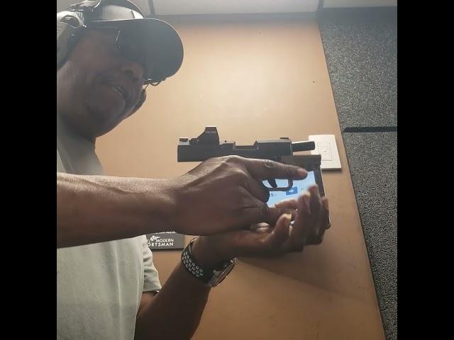 Accidentally trigger finger slips. Don't try this! at the range.