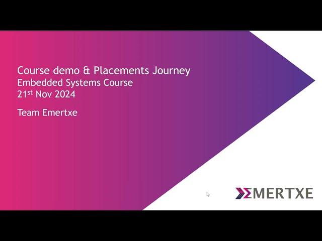 Course Demo & Placement Journey - Embedded Systems | 21st Nov 2024