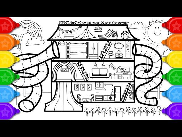 Glitter FUN House Coloring Page and Drawing for Kids How to Draw Glitter Fun House Coloring Page