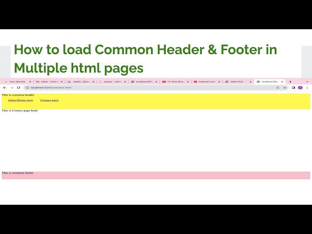 How to load common Header & Footer in multiple html pages | CORS issue explained | HTML