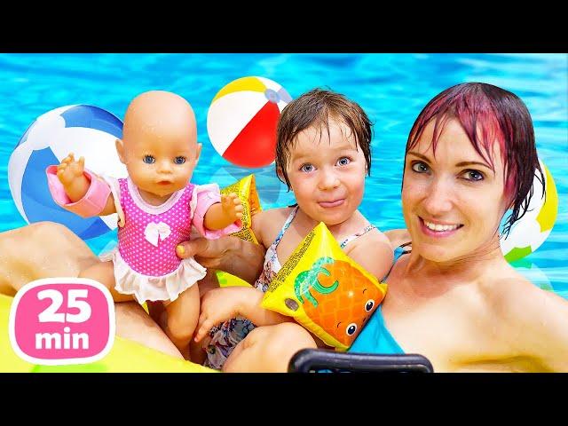 Kids play dolls & swimming at the pool. Baby Annabell at the water park & jacuzzi. @Kapuki_Kids