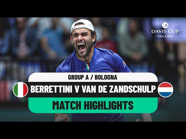 Berrettini v Van De Zandschulp Highlights | Italy v Netherlands Davis Cup 2024 Finals Group Stage