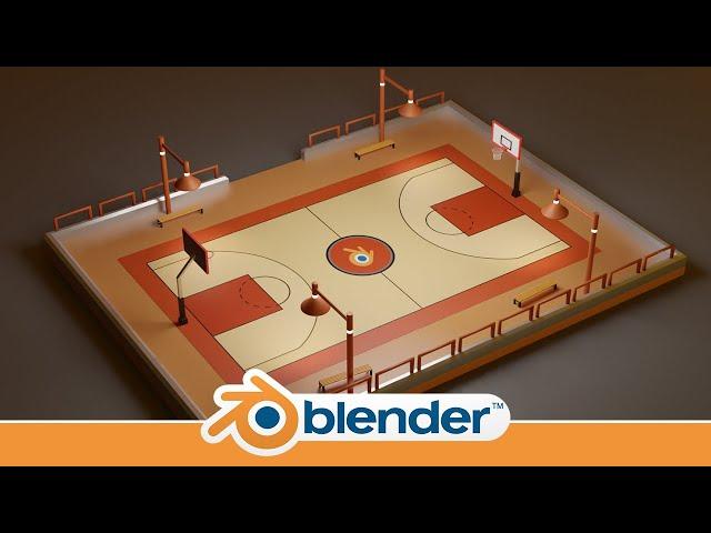 Making a Basketball Court in Blender 2.8 (Timelapse)