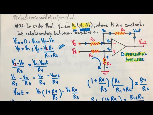#26 FE-PE Exam Prep | Differential Amplifier | Relationship between Resistors