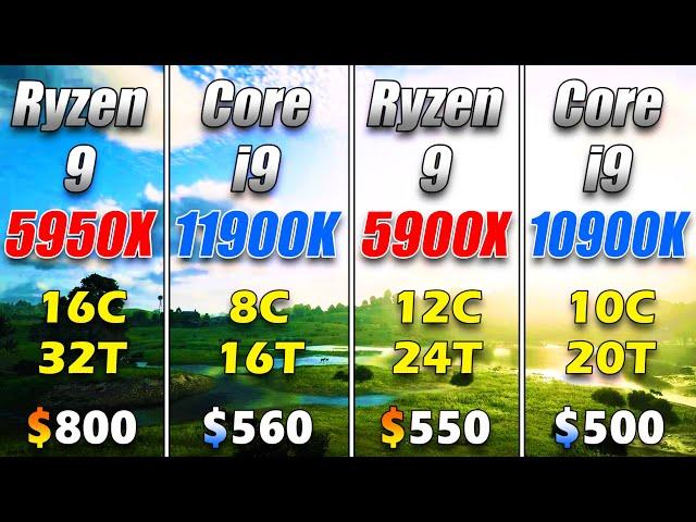 Ryzen 9 5950X vs Core i9 11900K vs Ryzen 9 5900X vs Core i9 10900K | PC Gaming Tested