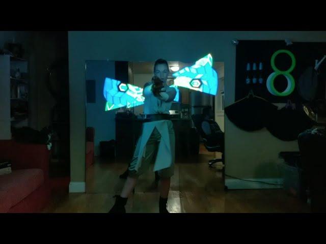 Rey from Star Wars Spins LED Visual Poi (Light Saber)