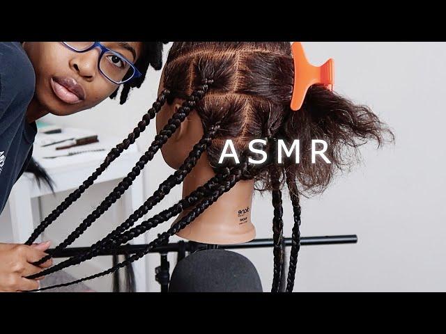 ASMR | Knotless Box Braids on Curly Hair Mannequin