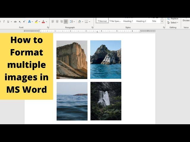 How to insert, format, and group multiple images in MS Word.