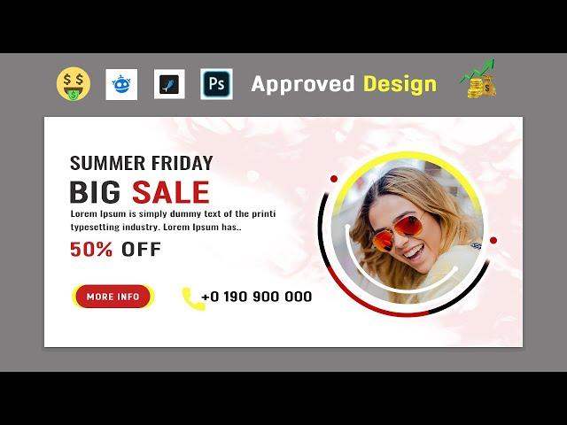 Photoshop Tutorial - How To Make web banner for graphicriver and freepik - banner design