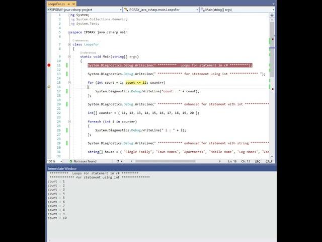 @ipgrayspace : CodingJoys - Shorts - C# Loops For - Debug Mode