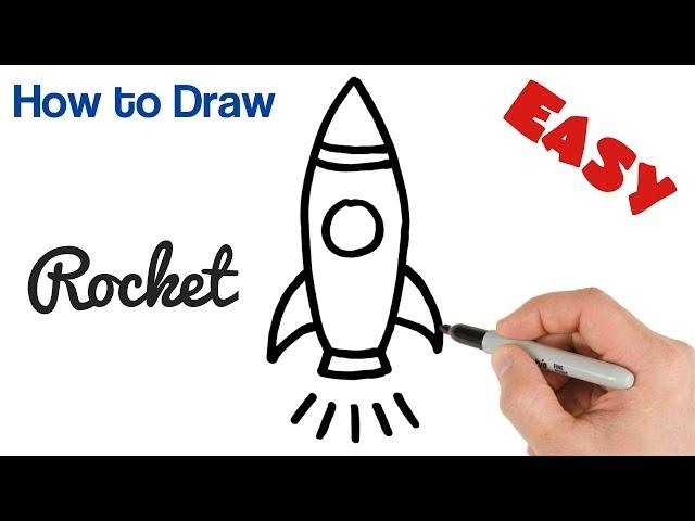 How to Draw a Rocket Cartoon drawings for kids step by step super easy